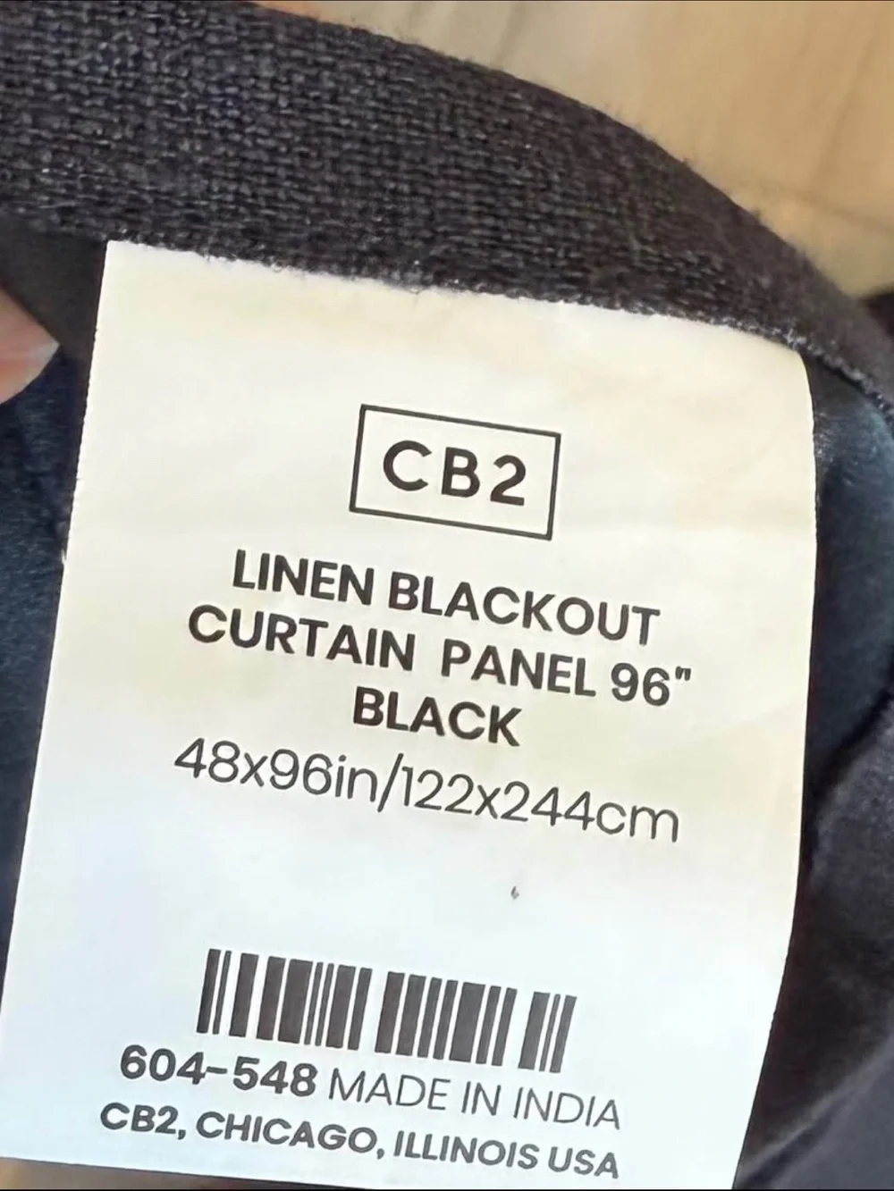 CB2 Black Blackout Linen Curtain Panels Pair 96” Length like NEW
